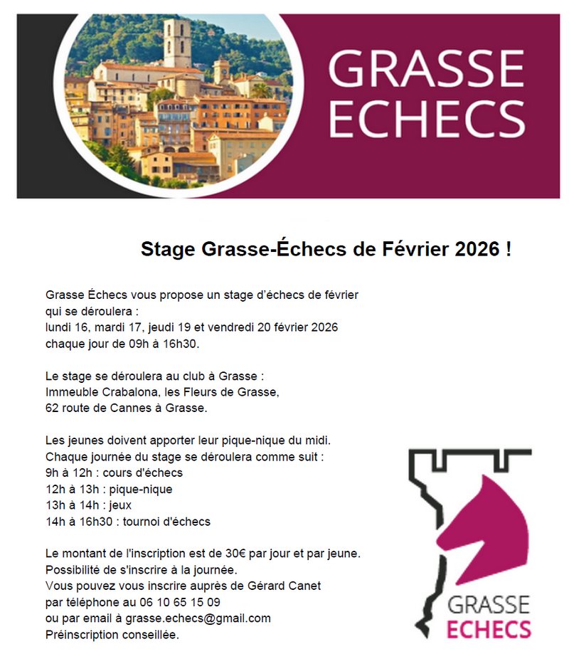 Stage d'échecs de février 2026 au club de Grasse